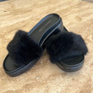 Donald J Pliner Furfi Genuine Rabbit Fur Slide Style 5433439.